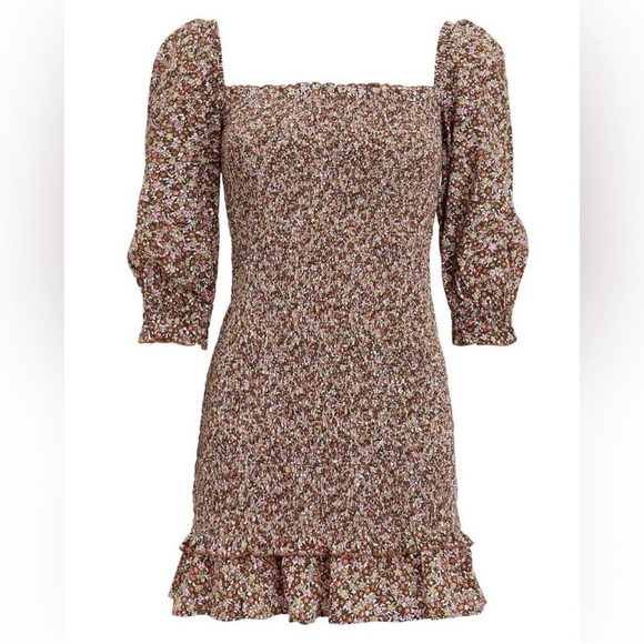 Faithfull The Brand Es Saada Floral Smocked Mini Dress - Picture 3 of 5